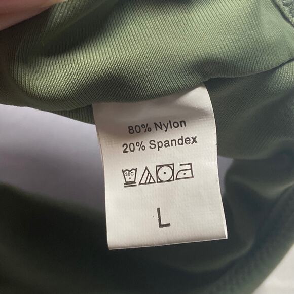 Knot Bikini Top Olive Green Tie Front Swim Top Adjustable Straps Size L - Picture 4 of 5